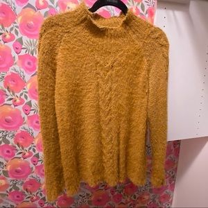 Hem & Thread mustard color fuzzy sweater size M